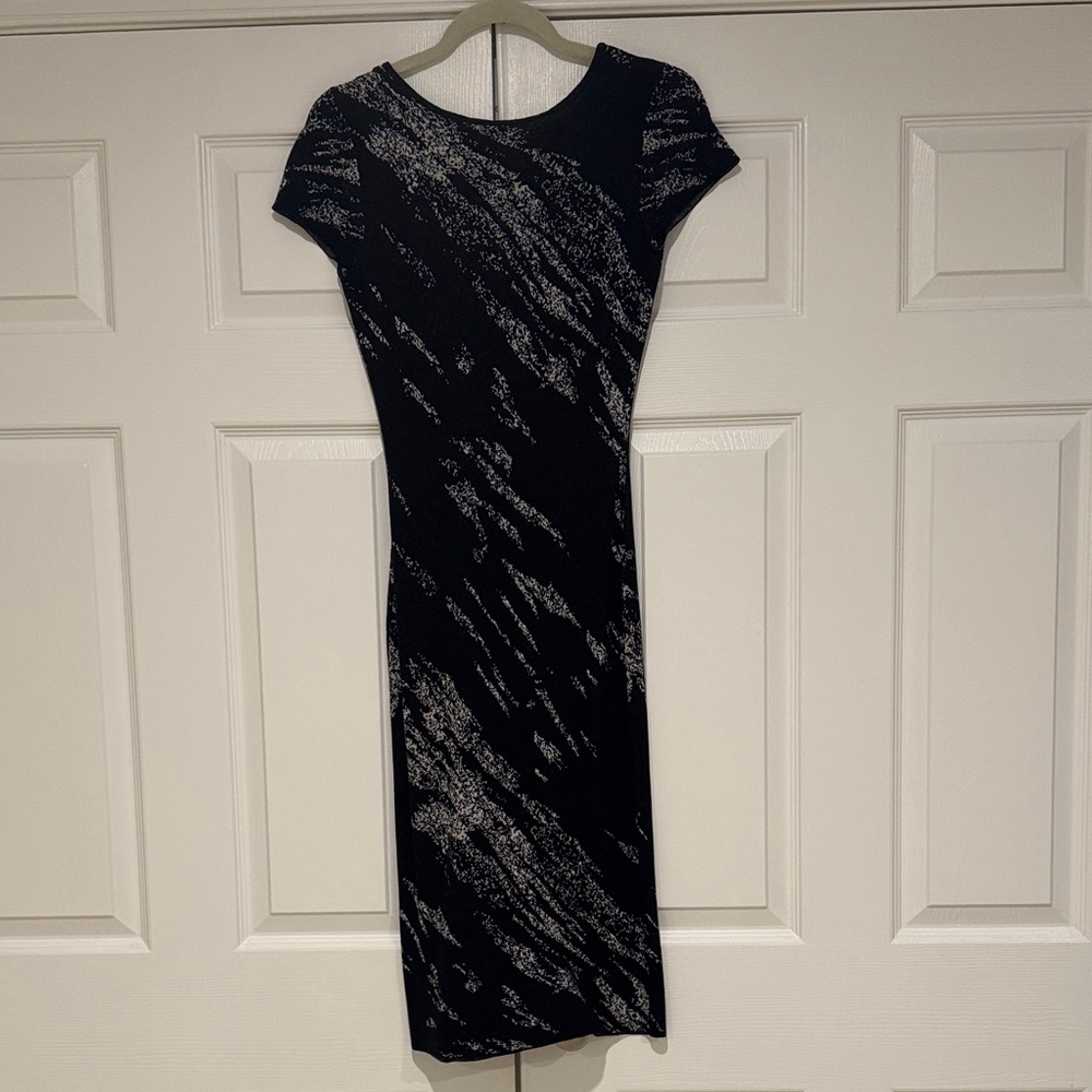 BCBGMaxAzria Charcoal and Black Midi Dress